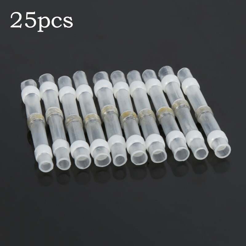 25pcs/lot Universal Waterproof Heat-Shrinkable Fast Solder Ring Terminal Block Intermediate Joint Connector Electrical Accessory: white
