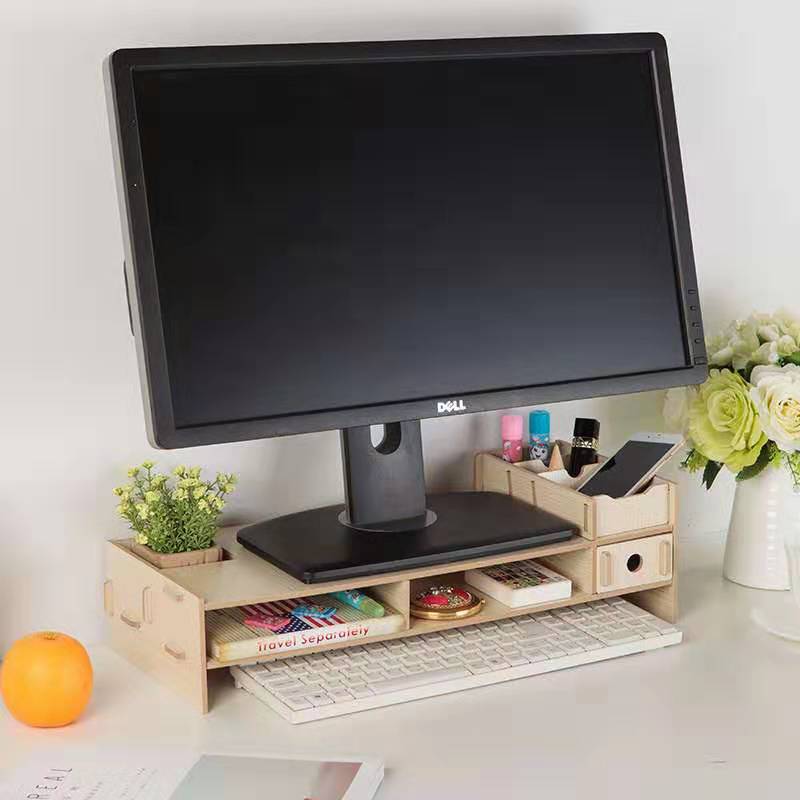 Multi-function Desktop Monitor Stand Computer Screen Riser Wood Shelf Plinth Strong Laptop Stand Desk Holder for Notebook TV: Default Title