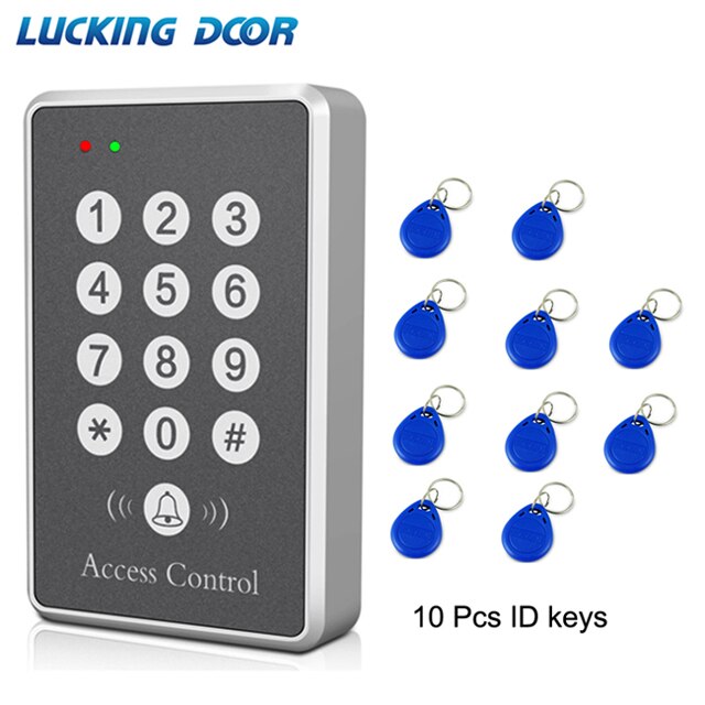LUCKING DOOR Access Control System Machine Security 125Khz RFID Proximity Entry Door Lock Entry Access Keyboard Silver: D85 and 10 keys