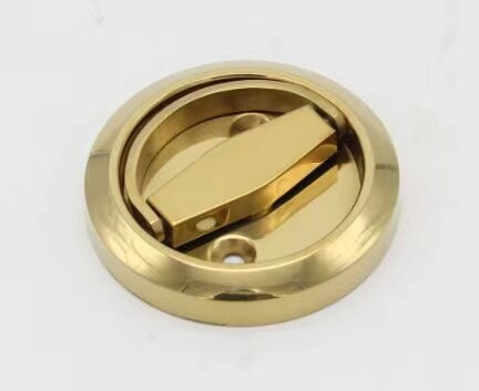 Stainless Steel 304 Recessed Invisible Cup Handle Privacy Hidden Door Locks Cabinet Pulls Handle Fire Proof Disk Ring Lock: Golden