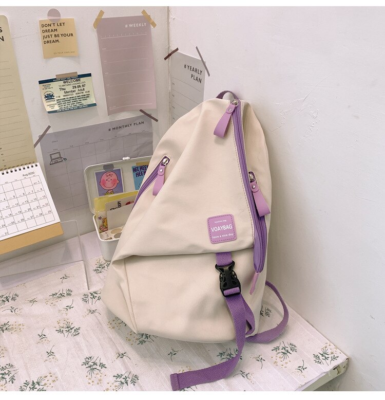 Nylon School Bags for Teenage Girls Large Capacity School Laptop Backpacks Women Travel Shoulder Bags College Students Bookbags: Purple / Only backpack