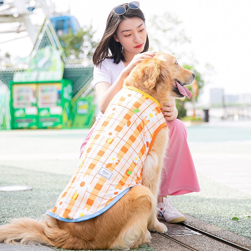 Big dog summer thin section full printed vest Labrador golden retriever summer style medium large dog summer clothes