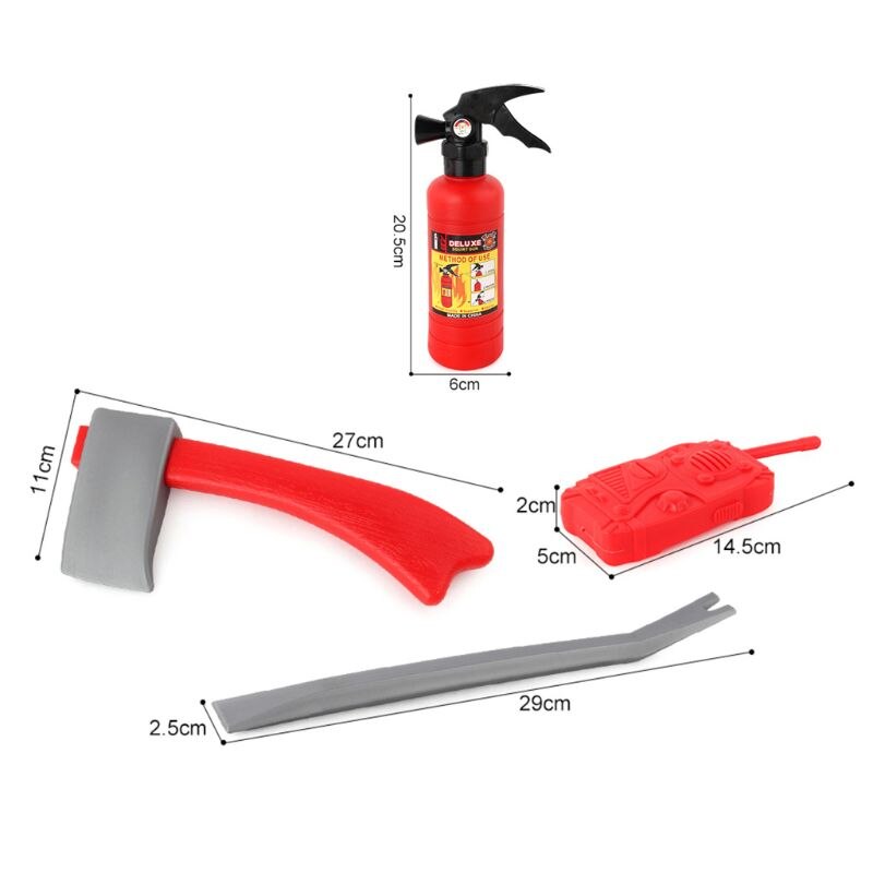 4pcs/set Children Firefighter Fireman Cosplay Toys Kit Fire Extinguisher Intercom Axe Wrench For Kids