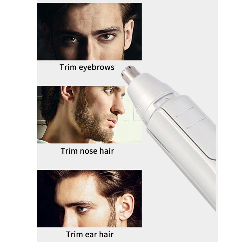 Nose Trimmer Ear Hair Trimmer Battery Operated Stainless Steel Dual-Edge Blades Facial Hair Trimmer (Detachable Head And Washabl