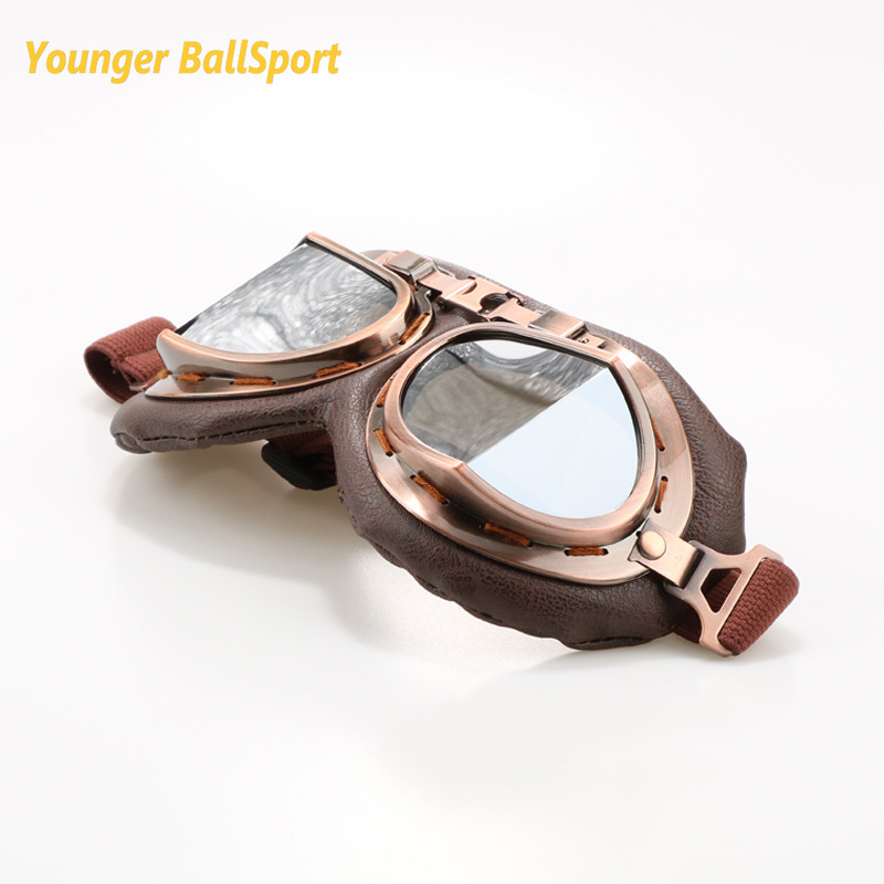 2022 retro gogle motocyklowe 100% UV400 okulary klasyczny Moto klasyczne gogle robić jazdy na rowerze pilot Steampunk wioślarz ATV miedzi kask: Harley srebro Film