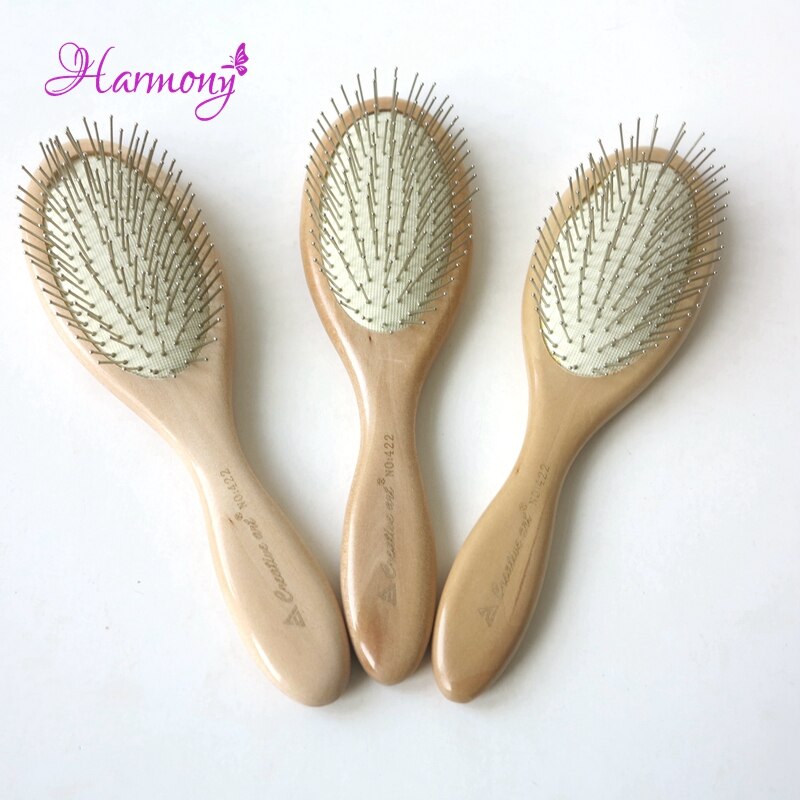 Harmonie – brosse à cheveux avec manche en bois, 20 pièces/lot, peigne de massage naturel avec dents en acier, brosse pour Extensions de cheveux, pour usage en Salon