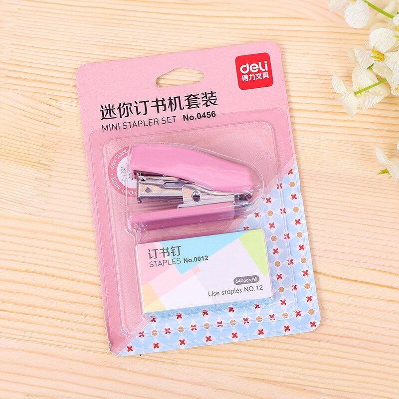 Mini Stapler 24/6 Plastic Stationery Set Kawaii Stapler Paper Office Accessories Mini Binder Stationary Set
