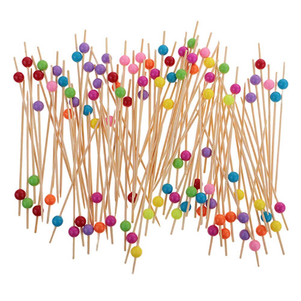 100pcs/pack Bamboo Food Picks Disposable Fruit Cocktail Sticks Cake Dessert Salad Cocktail Toothpick Pastry Decoration Sign