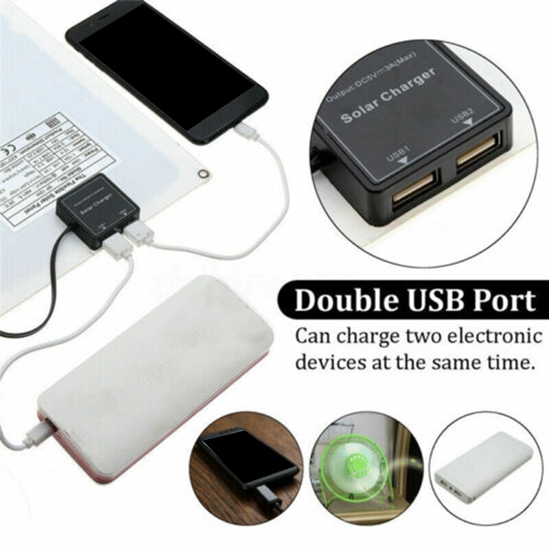 30W Dual USB Flexible Solar Panel Kit+30A Controller+Clip Outdoor Car Charger Power