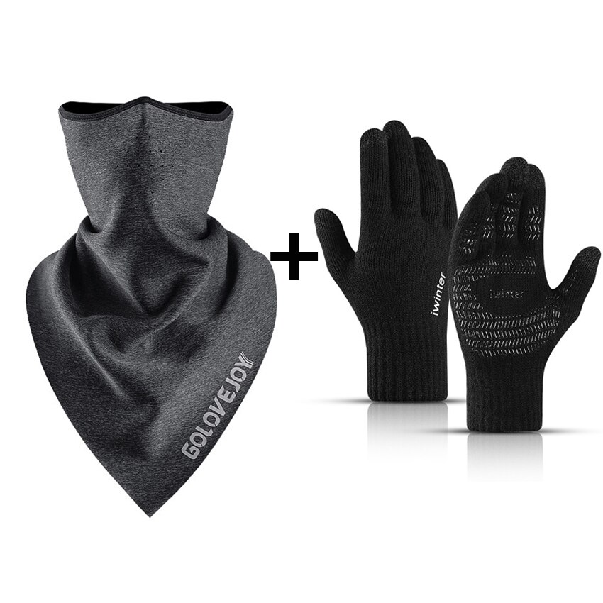 Mascarilla de protección para la cara de ciclista, para invierno, media cara, a prueba de viento, Bandana de protección para la oreja, diadema reflectante nocturna: Warm Set B