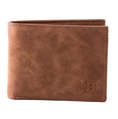 Men's Wallet Short Frosted Leather Wallet Retro Three Fold Vertical Wallet Youth Korean Multi-card Wallet Men: Brown