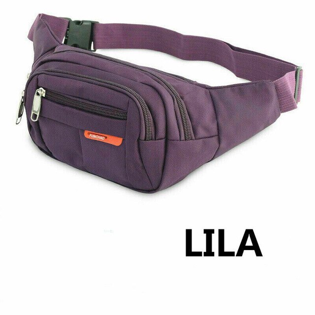 Hoge Qualitymen Vrouwen Compartimenten Zak Waterdichte Bum Waterdichte Bum Bag Hip Bag 4 Compartimenten Riem Tas Voor Vrouwen En Mannen: Purple