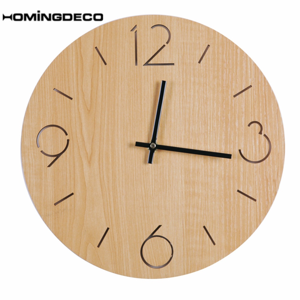 Homingdeco 12 tommer vægur kort landlig stil soveværelse stue enkle mute ure husholdningsvægindretning - brun
