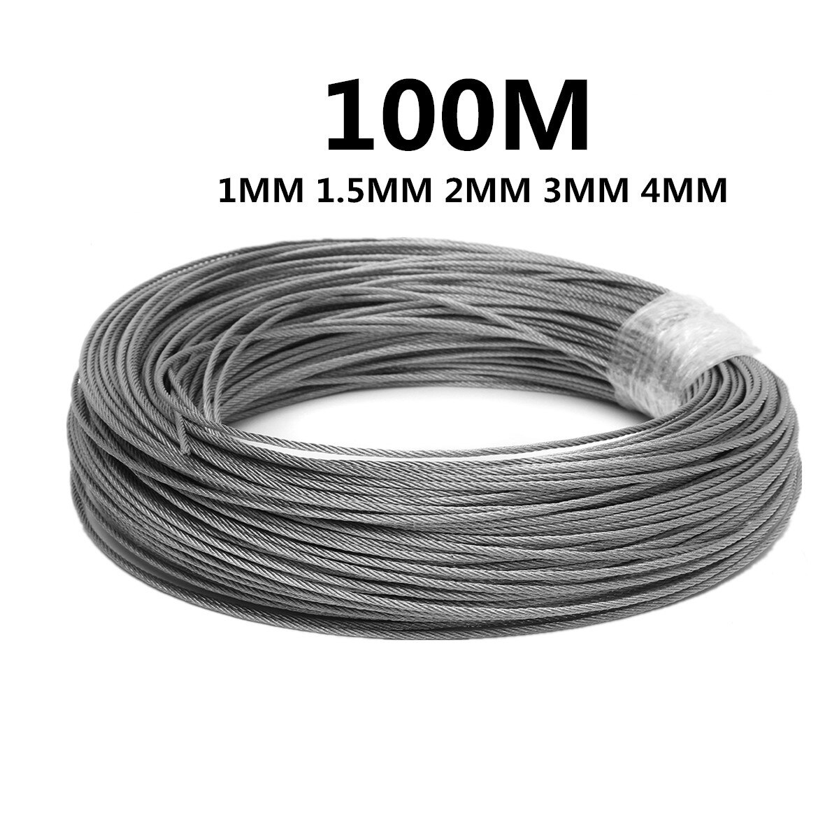 100m 50 m 304 rustfrit stål 1mm 1.5mm 2mm diameter ståltråd nøgent reb løftekabel linje tørresnor rustfast 7 x 7