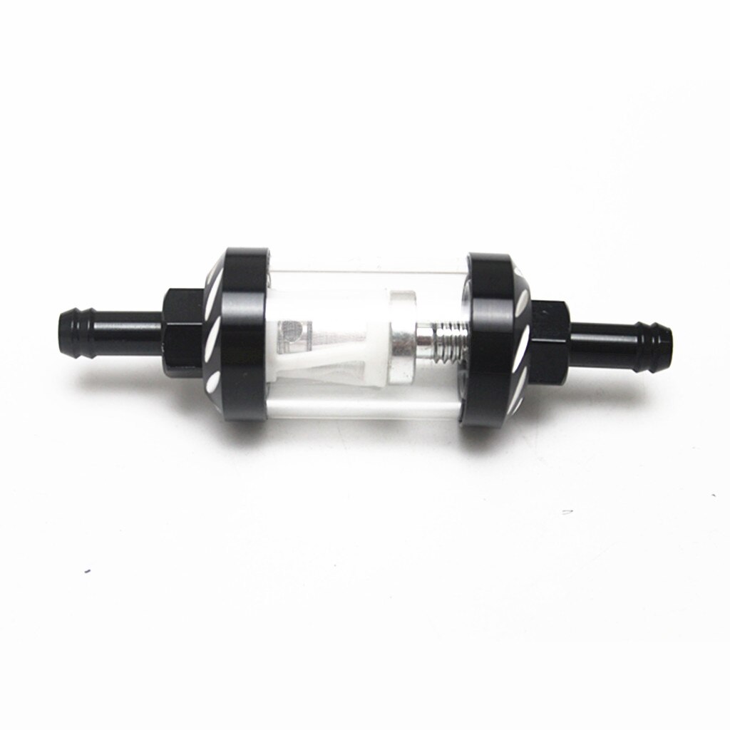 Filtro de combustible Universal para motocicleta en línea de gasolina vidrio negro 8mm 5/16 pulgadas lavable