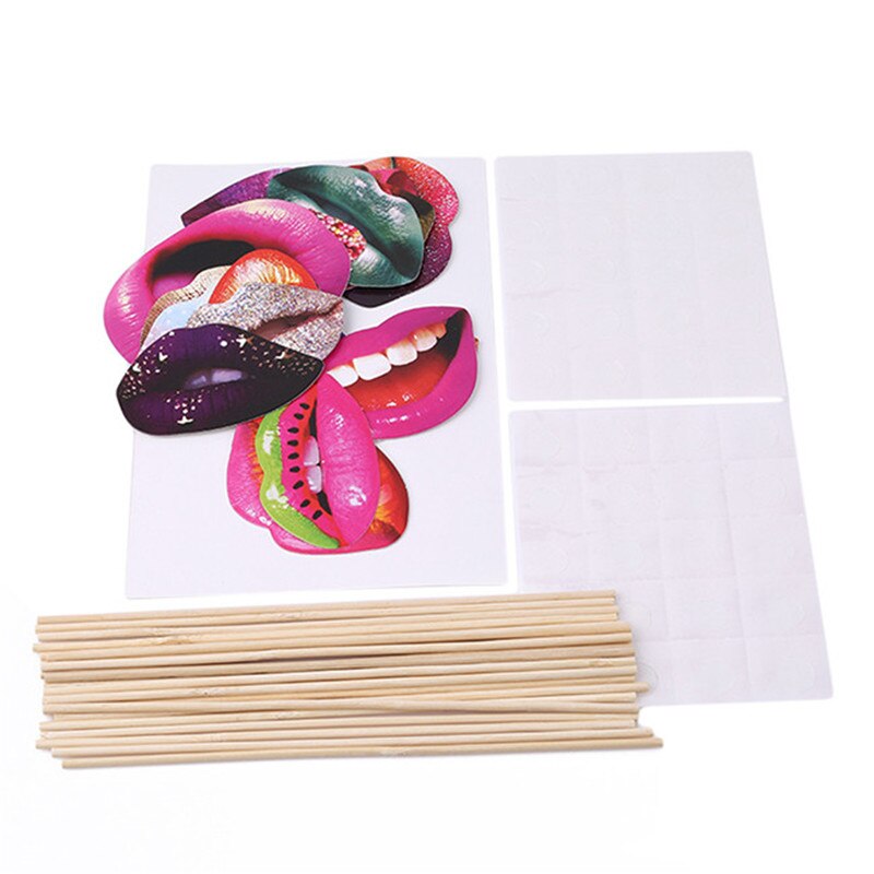 20pcs/pack Funny Lip Mouth DIY Photo Props Booth On A Stick For Women Girls Wedding Birthday Decoration Party Supplies