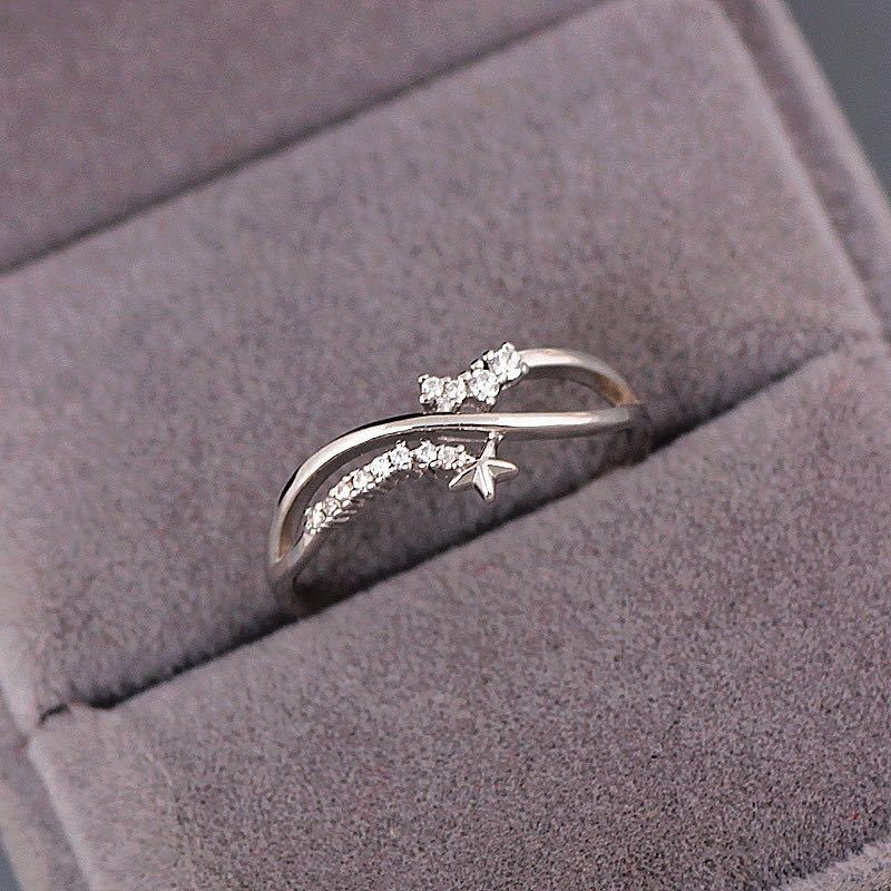 Anillos de estrellas para mujer, estilo sencillo, romántico, Color plateado, anillo fino para dedo, propuesta de , joyería de KAR343