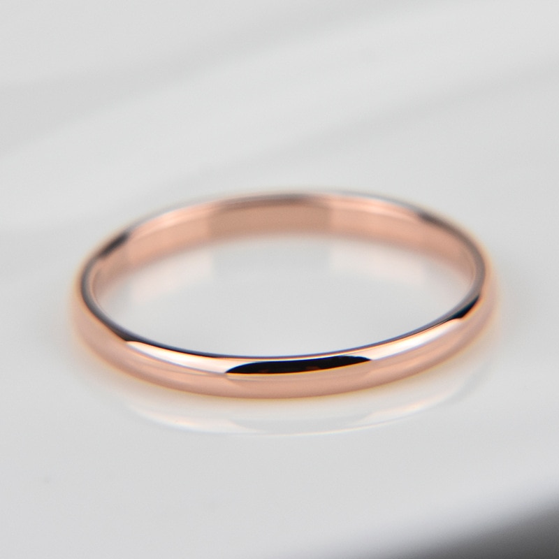 Anillo fino de acero inoxidable de 2mm, oro rosa y negro para mujeres y hombres, joyería minimalista para , de Simple, tamaño 3 a 10
