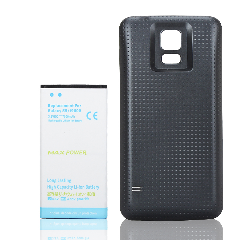 Hoge Capaciteit 7000mAh Vervangende Li-Ion Extended Battery + Black Case Cover Voor Samsung Galaxy S5 i9600 SM-G900F G900FD Batterij