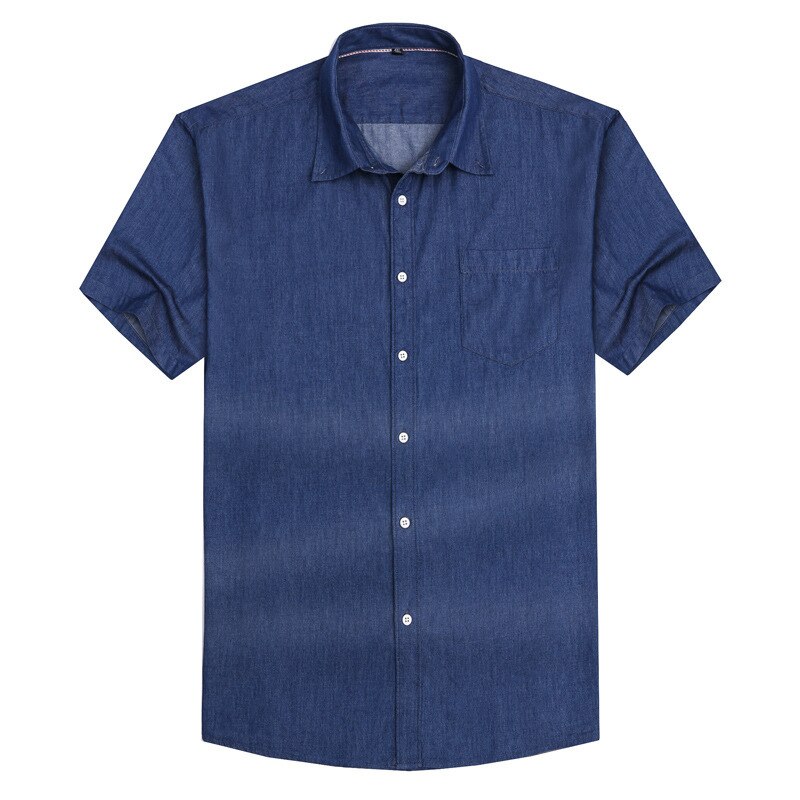 Bomull suepr stor jeansskjorta kortärmad skjorta herr sommar casual tunn enkelknäppt plus storlek 2xl-7xl 8xl