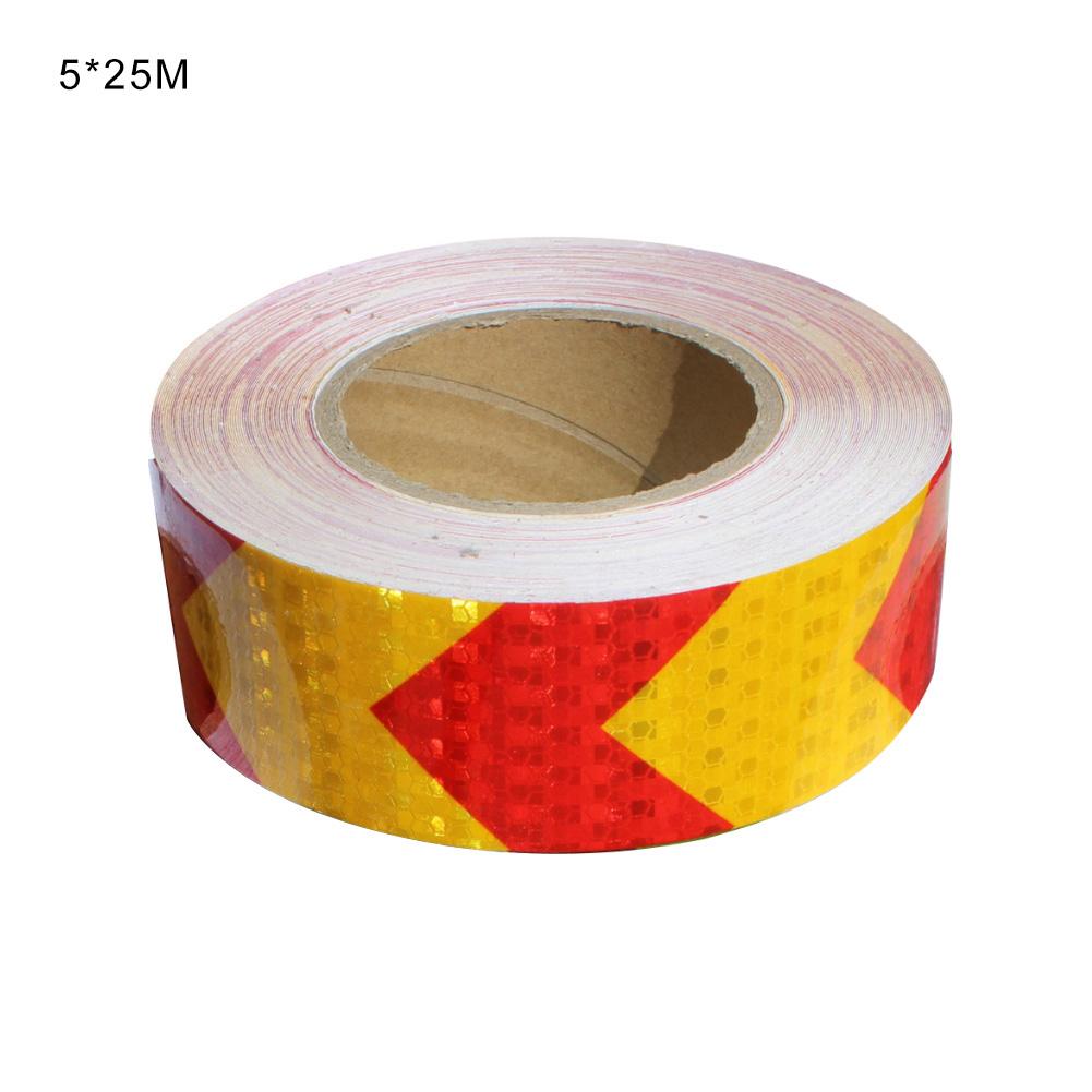 Safety Traffic Arrow Warning Reflective Night Stripe Sticker Roll Adhesive Tape: 5cmx25M