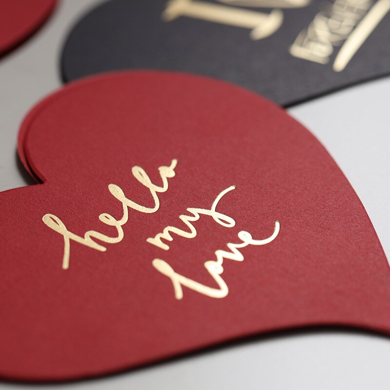 110x110mm Red/Black Heart Shape Writing Paper Card With Envelopes For Stamping With Mini Paper Envelopes