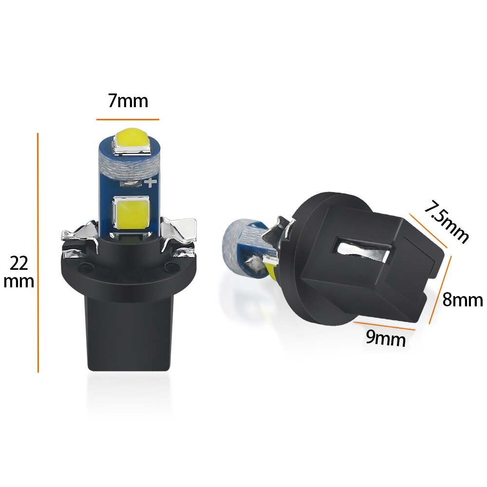 Ampoule led T5 B8.5 B8.5D 3030-3SMD, 20 pièces, indicateur de jauge, lumières intérieur du tableau de bord, lampe latérale, dc 12v