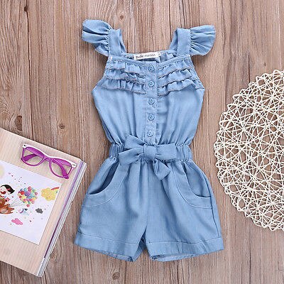 zomer meisje romper demin mouwloze een stukken Jumpsuit kleding