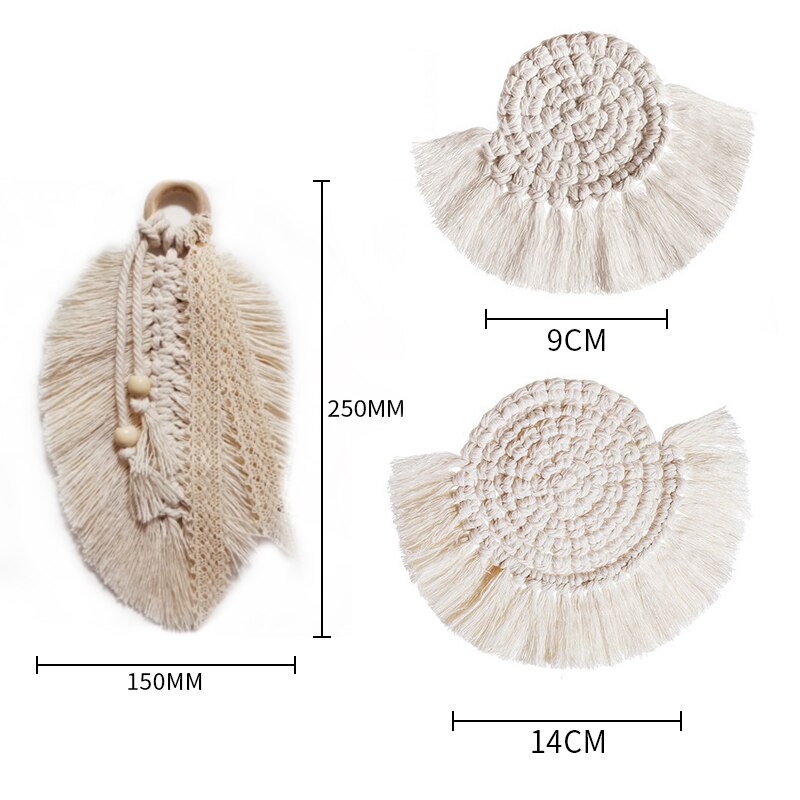 Gevlochten tafelmat, onderzetters, handgeweven wandtapijt, macramé, wanddecoratie, boho-decoratie, huisdecoratie voor kantoor, appartement, bar