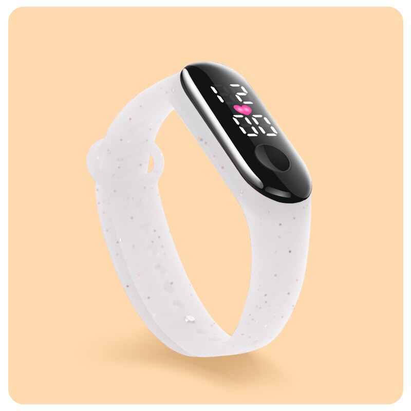 Reloj deportivo para niños y adolescentes, pulsera Digital Led ultraligera con correa de silicona, resistente al agua, Unisex: love White