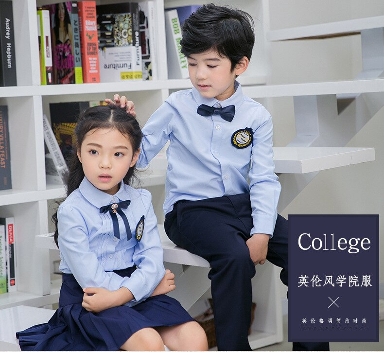 Kids Kindergarten Uniform Child Long Sleeve School Uniform British Children's School Wear Primary Students Class Clothes D-0600