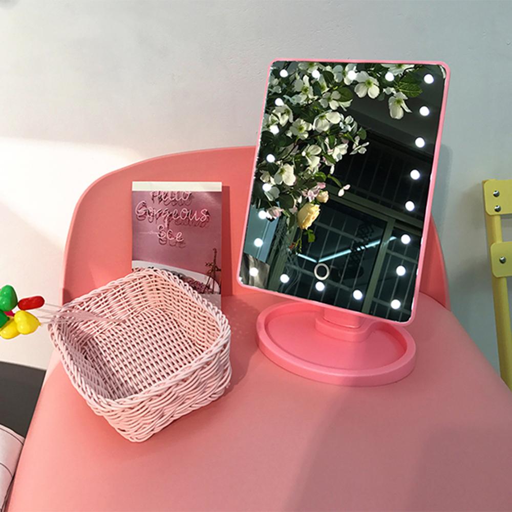 LED Touch Screen Makeup Mirror Luxury Mirror with 16/22 LED Lights 180 Degree Adjustable Table Make Up Mirror