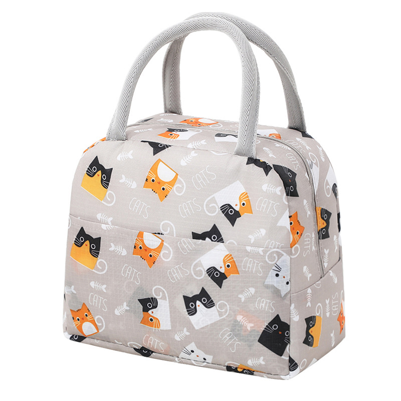 Portable Lunch Bags Thermal Insulation Lunch Box Storage Bag Children's School Lunch Box Bag Picnic Storage Large Capacity Tote: Beige