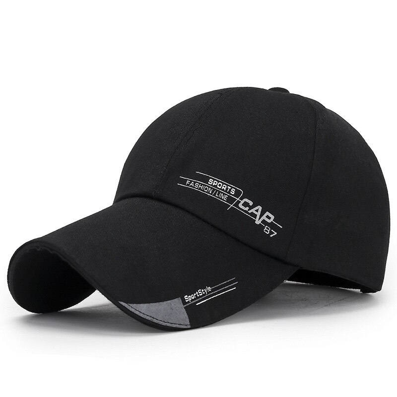 Sneldrogende Sport Baseball Cap Zonnebrandcrème Gebogen Zonnehoed Effen Kleur Mode Verstelbare Hoed Vrouwen Mannen Outdoor Straat Hip-Hop Hoed: Black