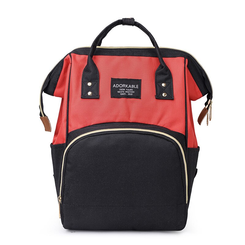 Rugzak Mode Koreaanse Stijl Luiertas Multifunctionele Grote Capaciteit Tas Mother 'S Bag Zuigfles: Black and Red Combo