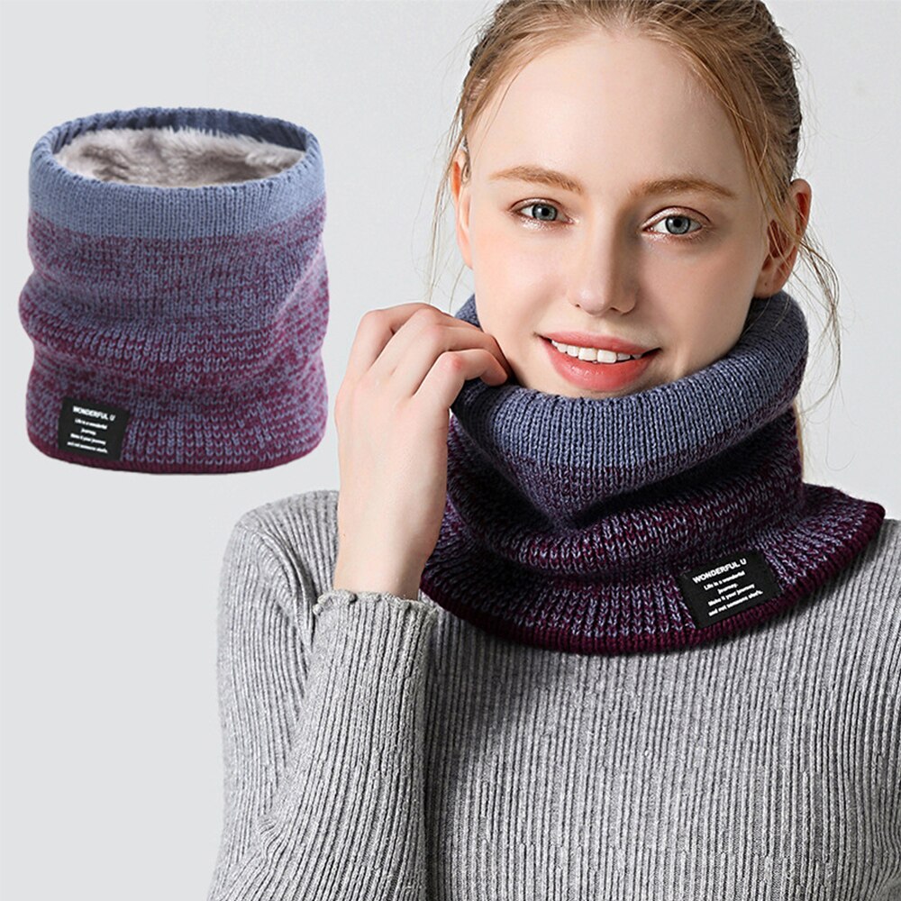 Mode Vrouwen Mannen Gebreide Sjaal Effen Winter Dikke Fluwelen Snood Sjaals Lady Warm Unisex Nek Sjaals Ring