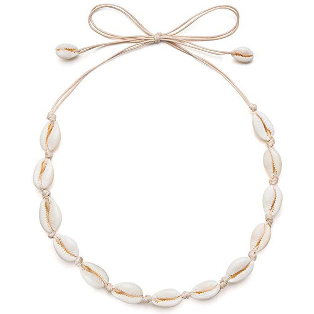 Svart vit rep kedja naturals snäckskal choker halsband handgjort skal halsband choker sommar strand charm kvinnor smycken: Vit