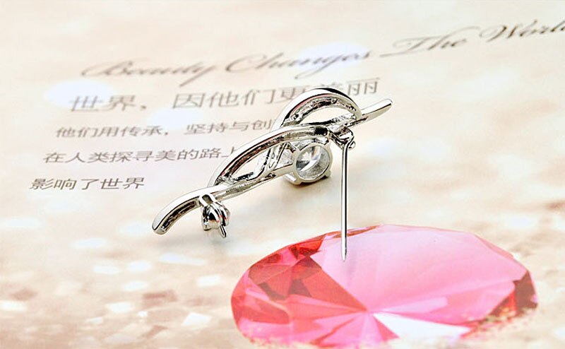 Popular female models silver jewelry 925 sterling silver brooch charm jewelry zircon inlaid ladies solid silver bijoux