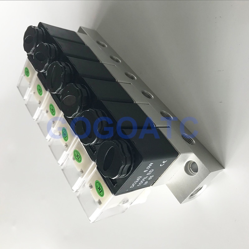 2 way valve 6W Pneumatic Aluminium solenoid valve sets 2V025-06/08 Port 1/8 1/4 BSP pushfit fittings 6mm electric valve manifold