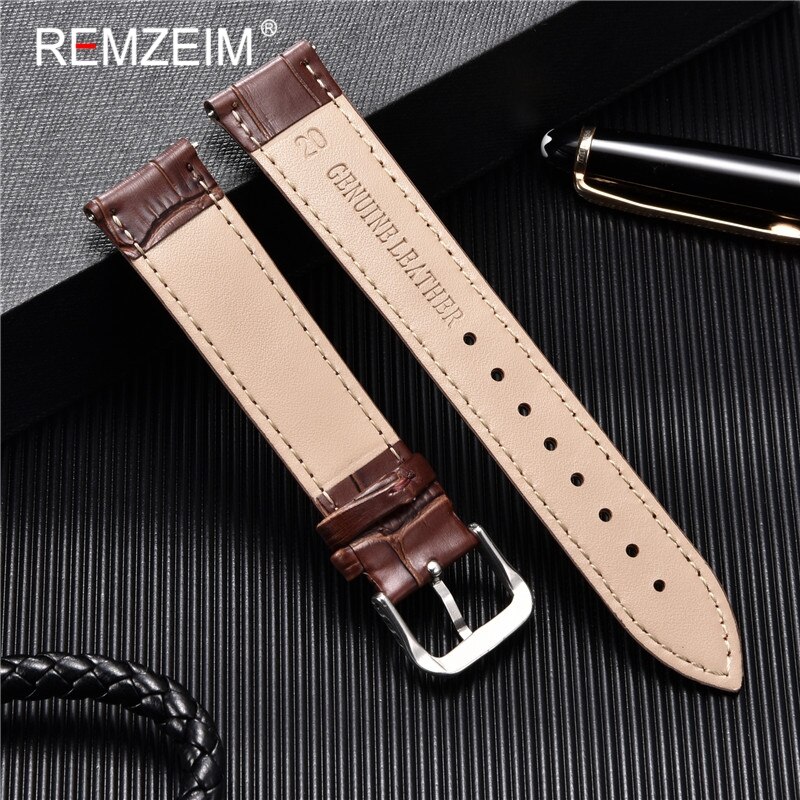 Bracelet de montre en cuir de calfeud, 16mm 18mm 20mm 22mm 24mm, accessoires pour montre, boucle solide, noir brun