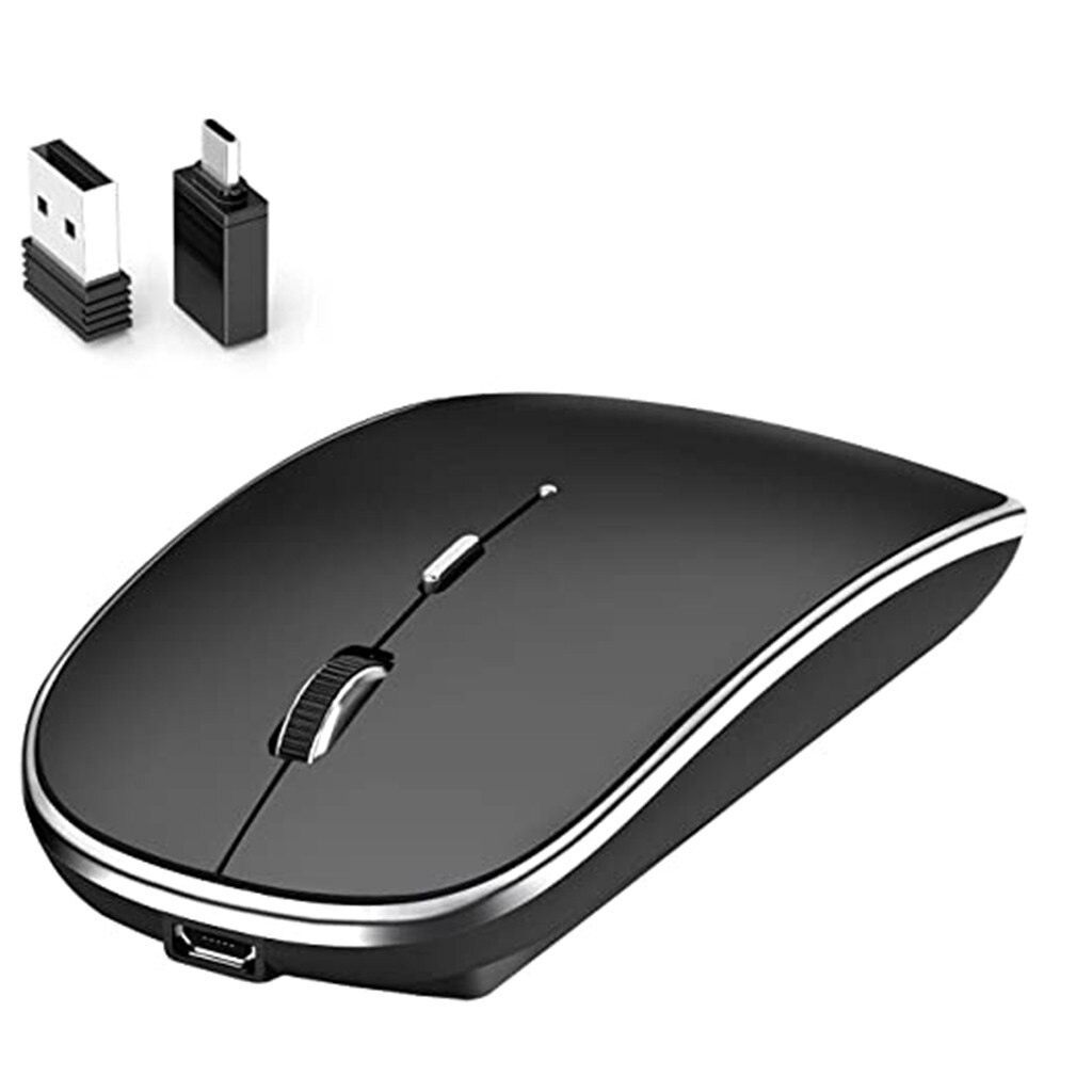 Wireless Charging Mouse Ultra-thin Mouse + Mouse Receiver Adapter Pc Desktop Office Entertainment Laptop Accessories: BK