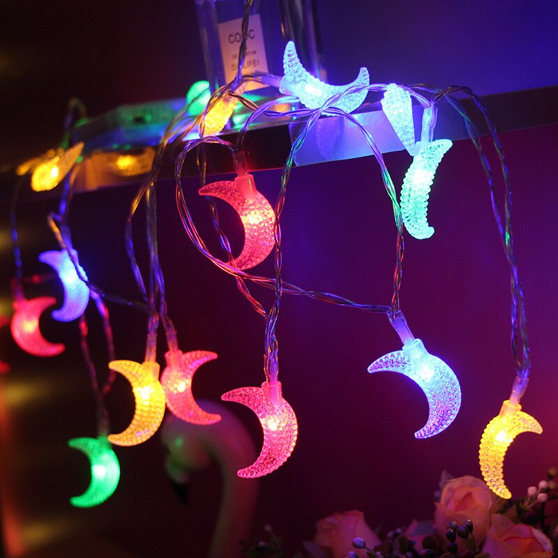 Guirnalda de luces LED con forma de luna para decoración, hadas para guirnalda de árbol de Navidad, boda, , Año , 1,5 M/3M/6M: colorful / 6M 40Led
