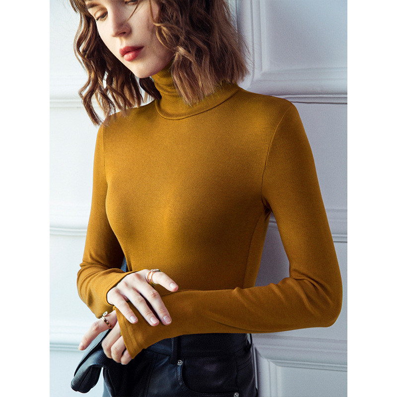 Turtleneck Bottoming Shirt for Women, Basic Style, Elastic Long-Sleeved Top, , Autumn and Winter: XXXL / Orange