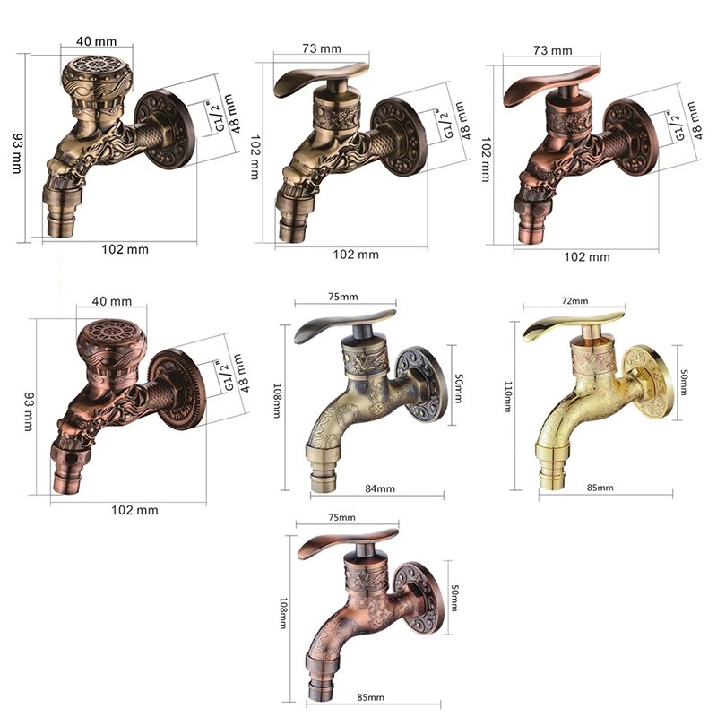 Antique Faucet Zinc Alloy Laundry Wall Mount Washing Machine Kitchen Faucet Garden Outdoor Nozzle for faucet Bathroom faucet