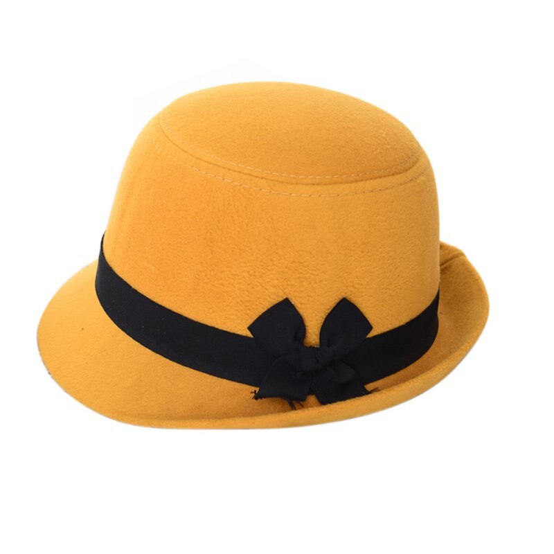 Women Girl Retro Bowknot Beach Felt Wool Fedora Hats Bowler Derby Baseball Caps ZM14s