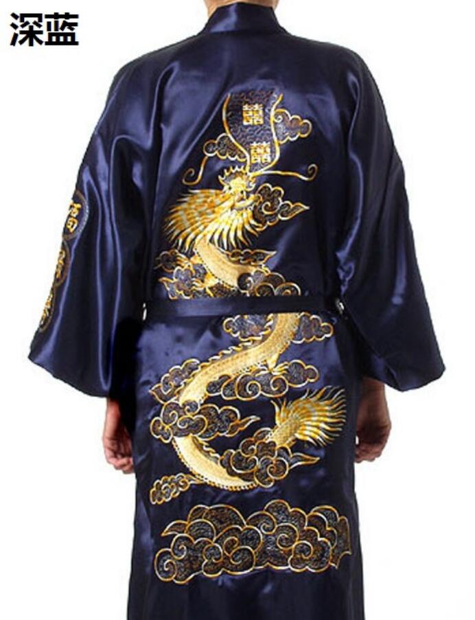 Luksus kimono badekåbe kjole hjemmetøj oversize mænd broderi kinesisk drage morgenkåbe mænd nattøj løst nattøj