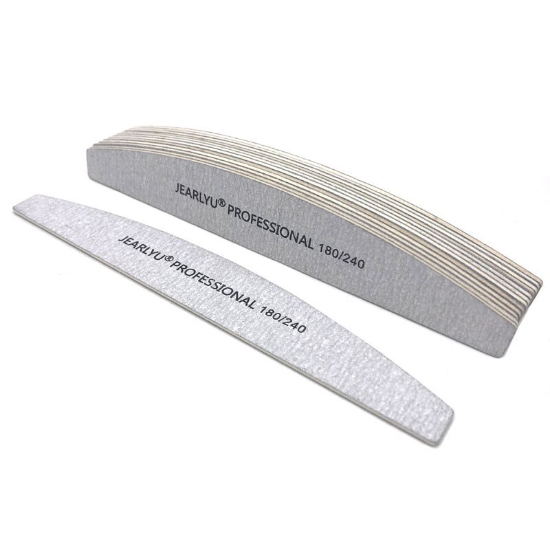 10pz Lavabile lima per Unghie Tampone di Lucidatura Blocco di Levigatura lime di Legno Carta Vetrata 100/180/240 Grana Unghie artistiche Strumento metà-Luna Bastone