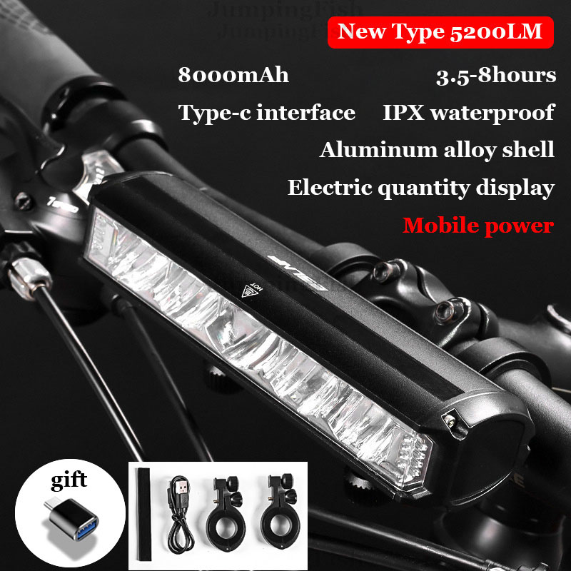 Fiets Licht Voor 5200LM Led Licht Voor Fiets 8000Mah Mountain Cycle Koplamp Lamp Mtb Fiets Licht Usb Zaklamp Super brigh: Bordeaux