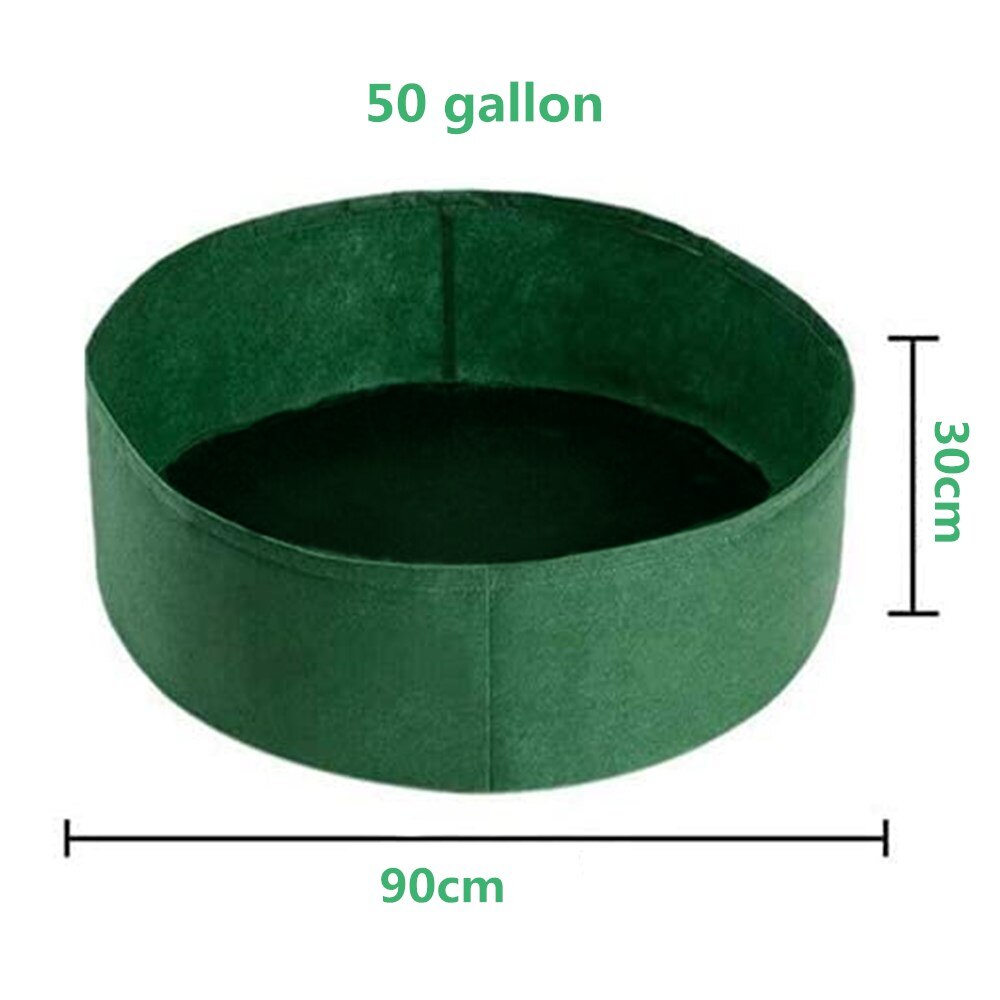 10/30/40/50/100 liter tyg trädgård upphöjd bädd rund planteringsbehållare odlingspåsar tyg planteringskruka för växter plantskola kruka: Grön 50 gallon