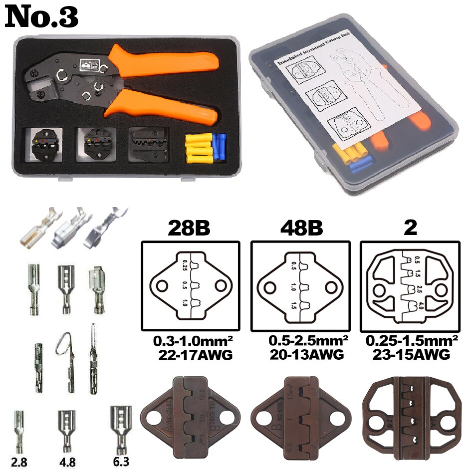 Crimp Tangen Meerdere Matrijzen Set Draad Dupont Terminals Gereedschap Voor Krimpkous Connectors Niet-Geïsoleerde Huls Terminals: 28B-48B-2 BOX